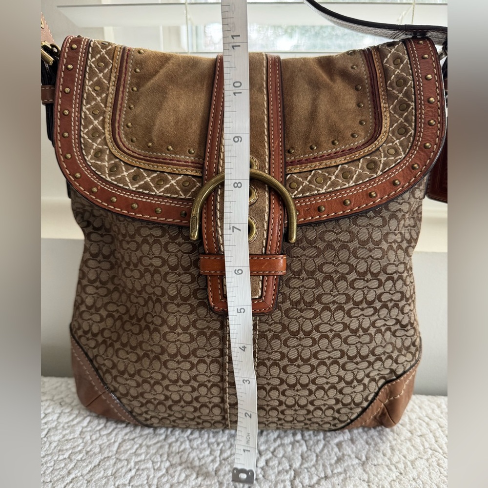 Coach Y2K Soho Signature Canvas Suede Studded Rivets Bag With Matching Wristlet - Picture 13 of 17
